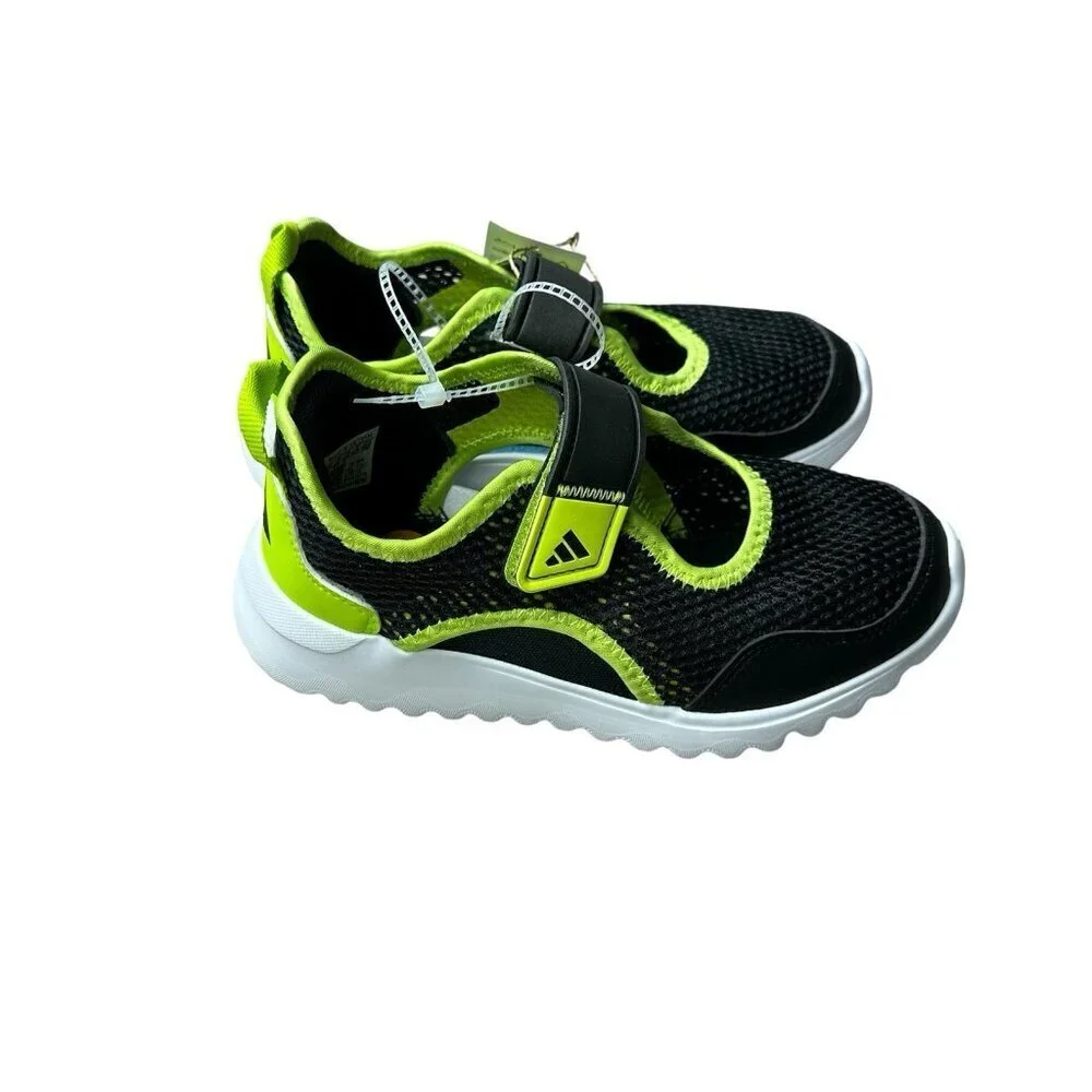 Adidas Summerflex C Kids Training Shoes Black Neon Yellow Mesh Slip On US 3 NWT